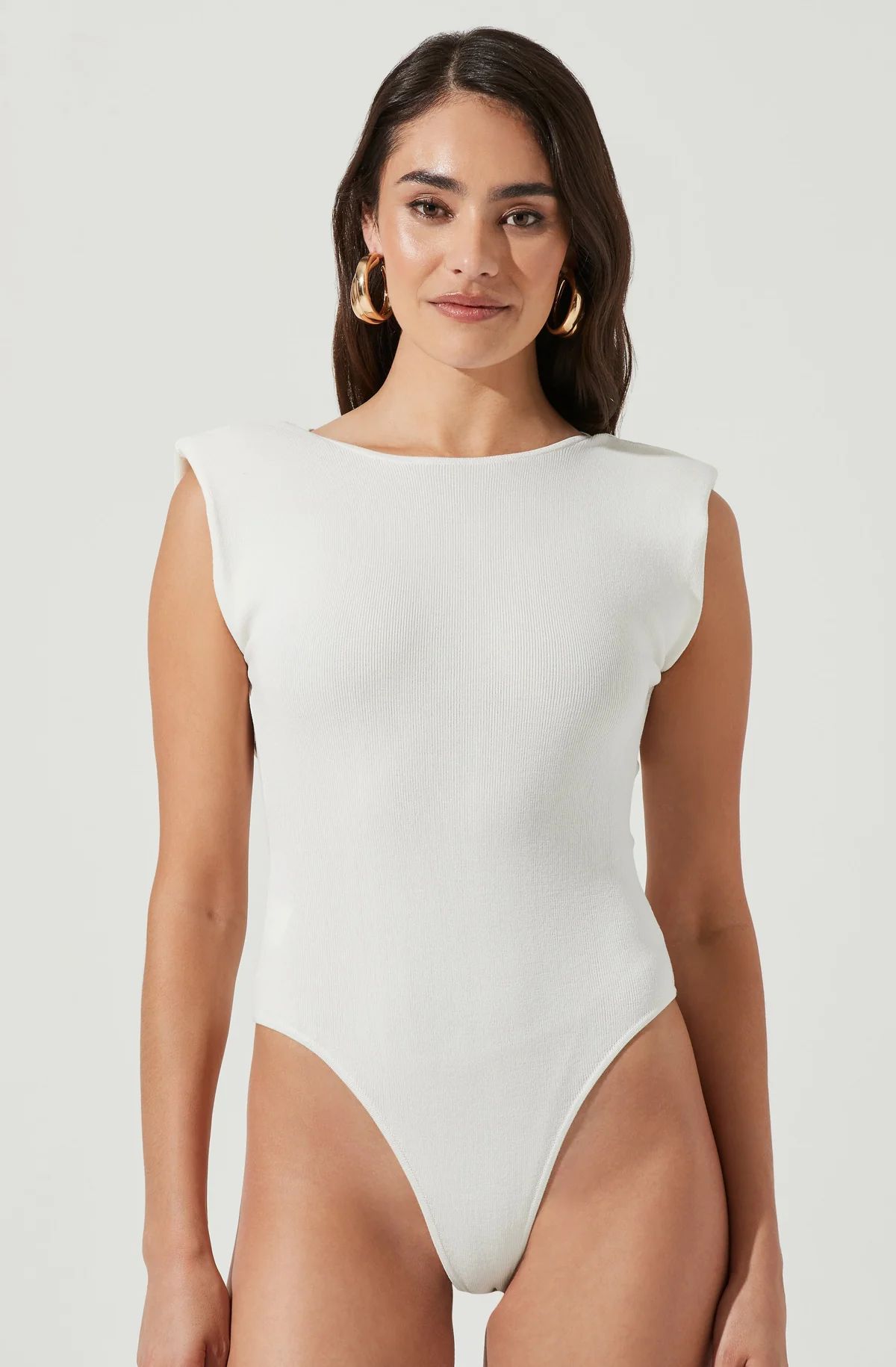 Santa Fe Padded Shoulder Open Back Cross Strap Bodysuit | ASTR The Label (US)