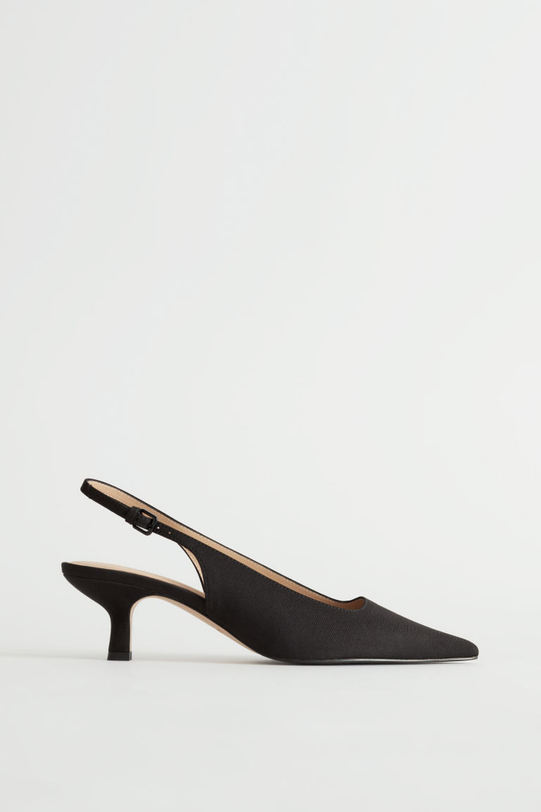 H & M - Pointed Slingback Pumps - Black | H&M (UK, MY, IN, SG, PH, TW, HK)