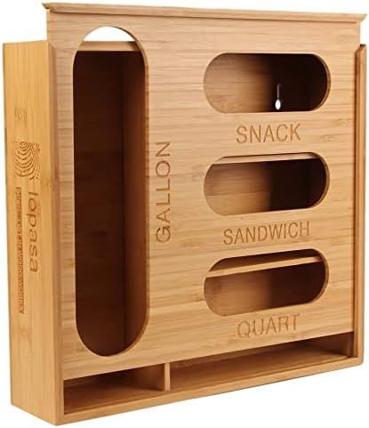 Ziplock Bag Storage Organizer for Drawer -Bamboo Kitchen Food Storage Bags Holder Compatible with... | Amazon (US)