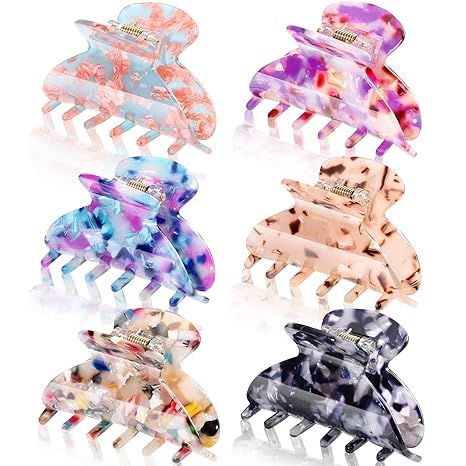 6 Pieces Medium Hair Claw Clips for Thin Hair 2.6 Inch Tortoise Shell Hair Clip Banana Clips Jaw ... | Amazon (US)