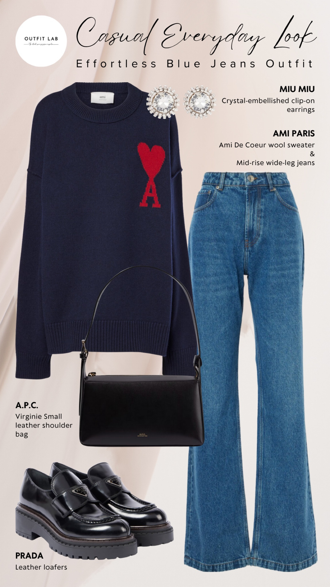 Casual Everyday Look: Effortless Blue Jeans Outfit – Shop Now!

Embrace casual everyday style with this effortless blue jeans outfit. Featuring comfortable Ami Paris jeans paired with a cozy Ami Paris sweater for a relaxed look. Step into chic Prada loafers and carry your essentials in a stylish A.P.C. bag. Complete the ensemble with elegant Miu Miu earrings. Perfect for any day out, this outfit ensures you stay fashionable and comfortable. Shop now to elevate your everyday wardrobe with this timeless ensemble!

#LTKSeasonal #LTKStyleTip #LTKU