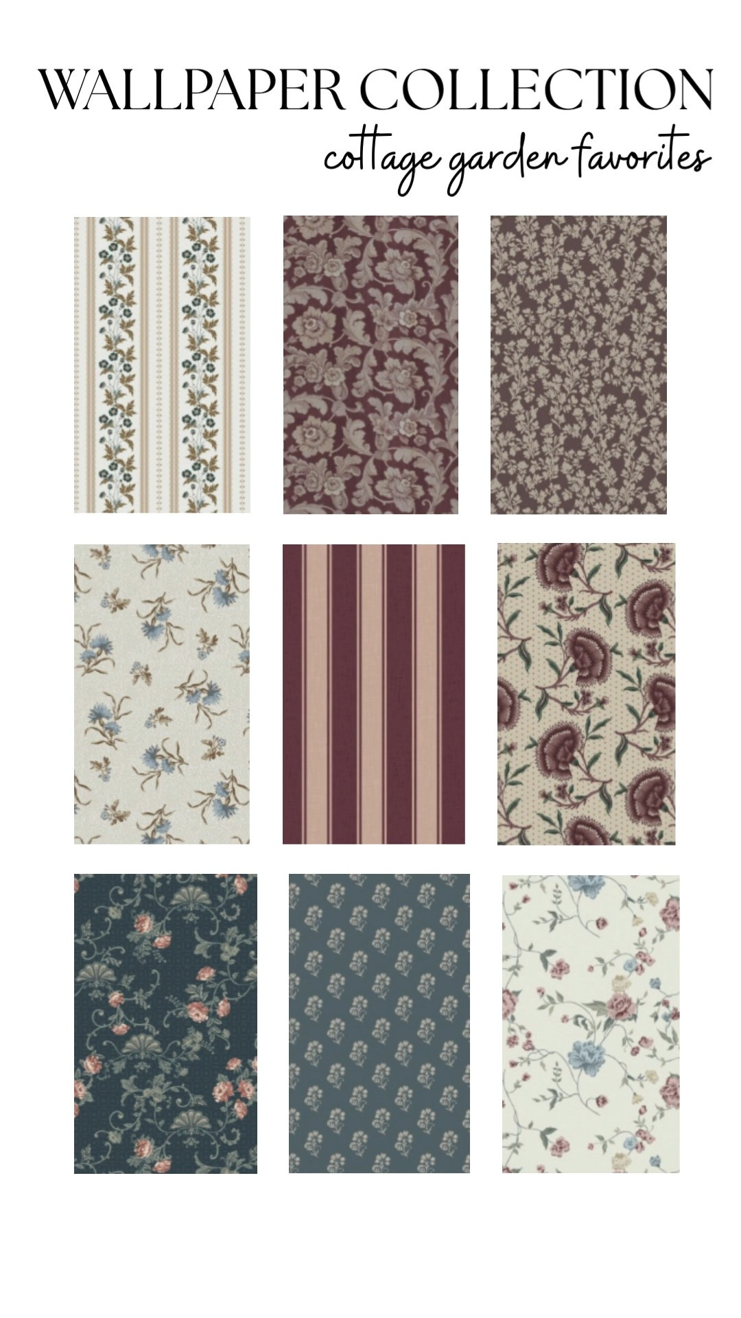 Cottage garden wallpaper favorites with vintage floral wallpaper, moody botanical prints, romantic striped wallpaper, soft sage greens, dusty mauves, warm neutrals, and timeless English cottage charm. Loving the mix of heirloom inspired florals, cozy traditional patterns, layered cottage textures, and collected vintage style details that bring warmth, depth, and character into a home. These wallpaper finds are perfect for cottage bedrooms, powder bathrooms, cozy guest rooms, reading nooks, traditional dining rooms, and collected countryside interiors. Perfect for anyone searching floral wallpaper, cottage wallpaper ideas, English cottage decor, moody traditional interiors, romantic home inspiration, vintage inspired wallpaper, botanical home decor, cozy collected interiors, and timeless wallpaper patterns. 

 #LTKHome