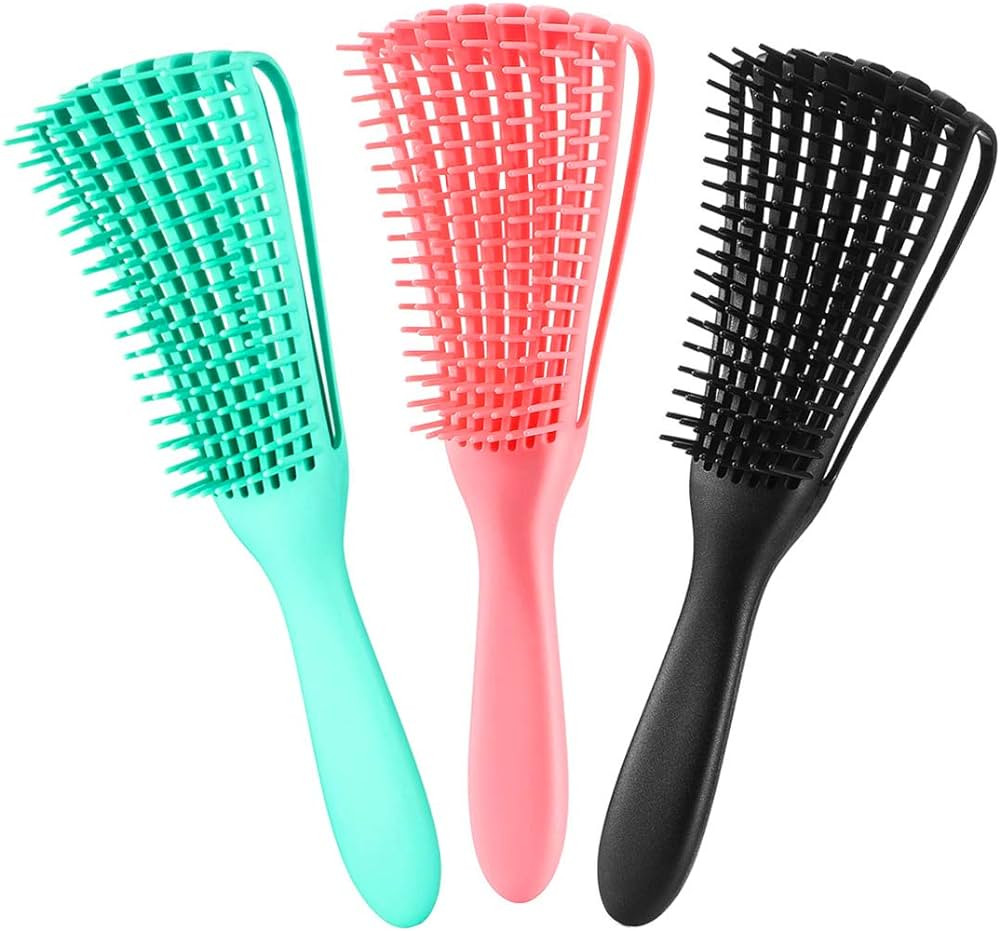 3 Pack Detangler Brush for Natural Hair, Afro America/African Hair Textured 3a to 4c Kinky Wavy/C... | Amazon (US)