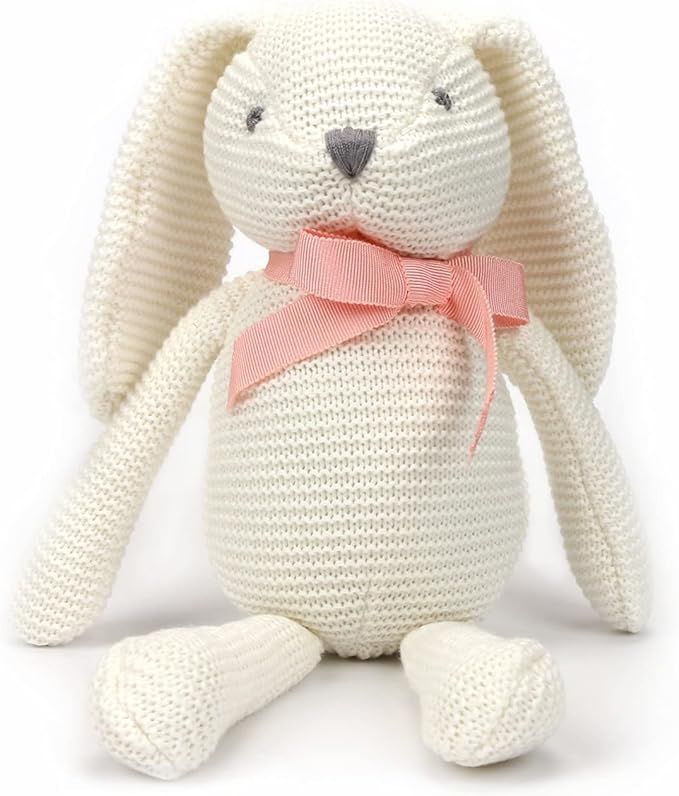 FLUFFYFUN Organic Baby Toys White Bunny Rabbit Stuffed Animal 7.1" | Amazon (US)