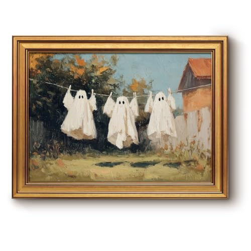 Bzstyleart Halloween Wall Art, Ghost on Clothesline, Autumn Print, 12x16in | Amazon (US)