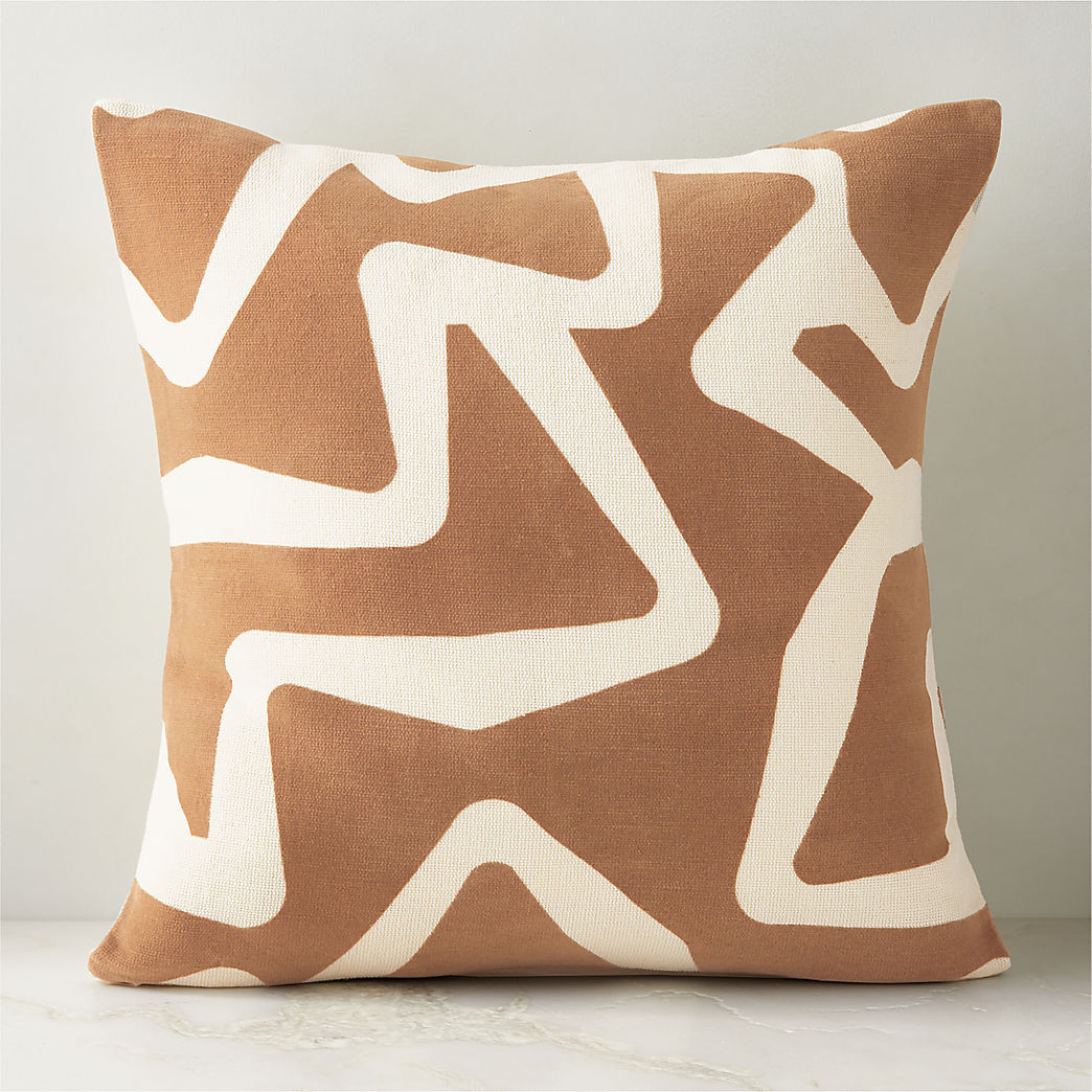 Barcelos Light Brown Throw Pillow with Down-Alternative Insert 23'' | CB2 | CB2
