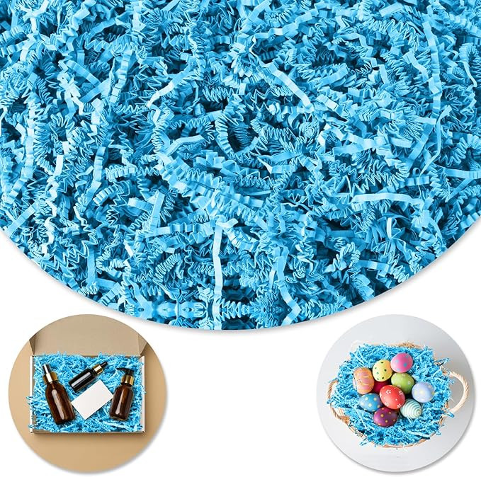 Darfukei Shredded Paper For Gift Baskets, 8OZ Crinkle Paper, Blue Crinkle Paper Filler, Crinkle C... | Amazon (US)