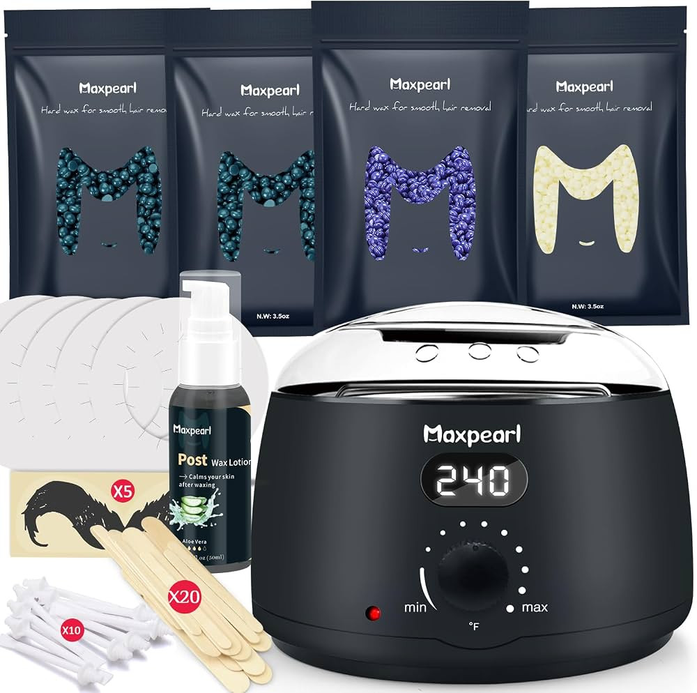 Maxpearl Digital Waxing Kit - Women Men Hard Wax Melt Warmer Kit for Hair Removal - Sensitive Ski... | Amazon (US)