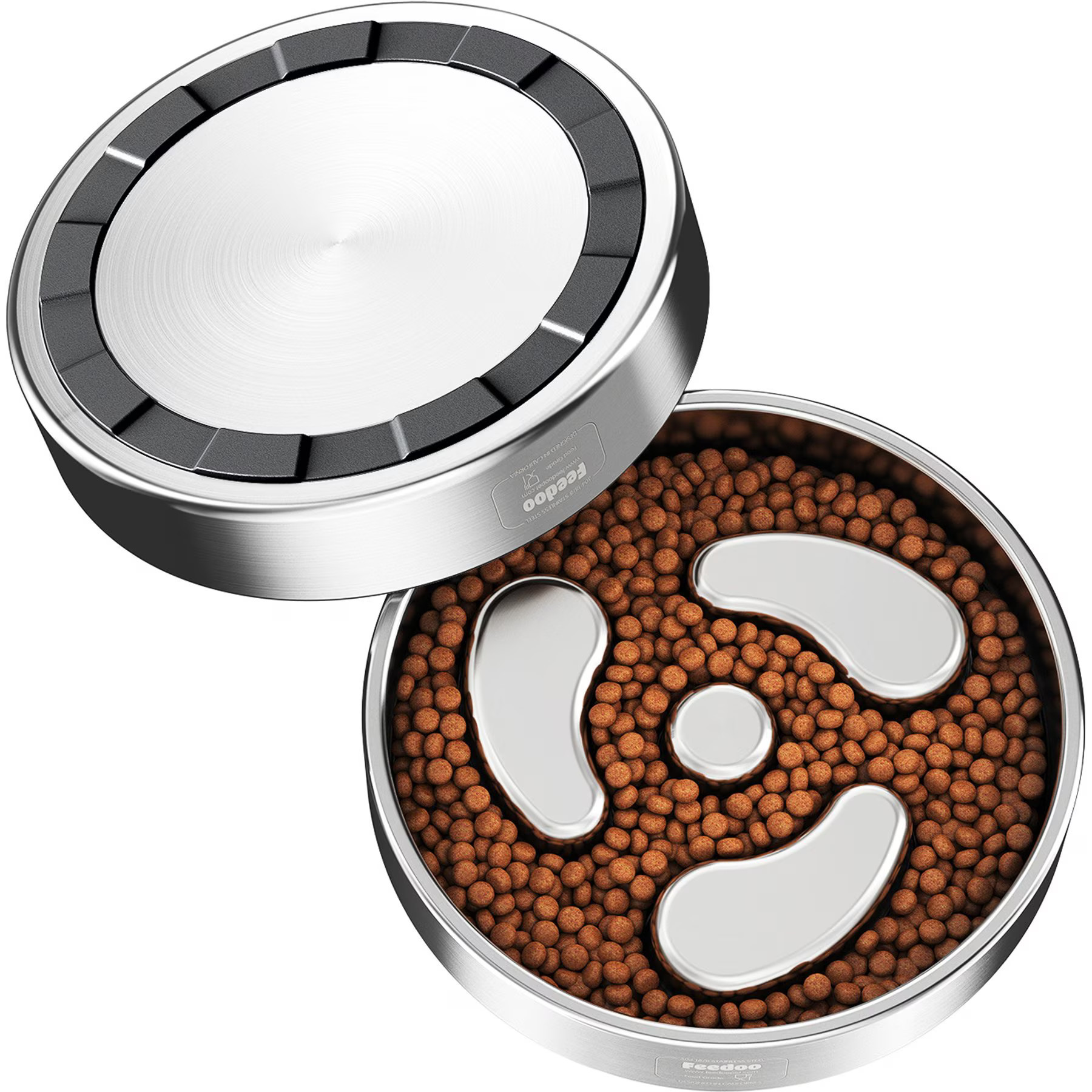 Feedoo Double-Wall Non-Skid Stainless Steel Slow Feeder Dog Bowl, Small: 1-cup | Chewy