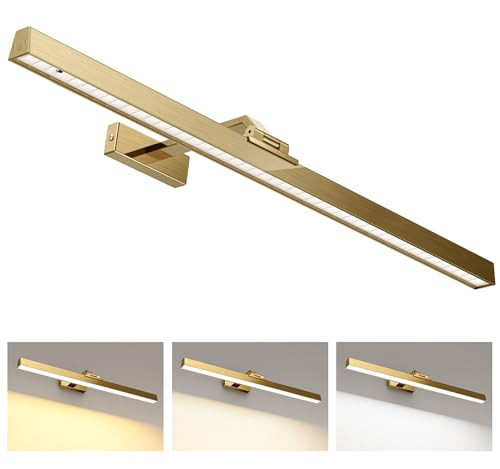 Afyuol Picture Lights for Wall, Brass Battery Operated Picture Light 24in Art Light CCT Dimmable Recharging Battery Wall Light with Remote Control for Living Room Gallery | Amazon (US)