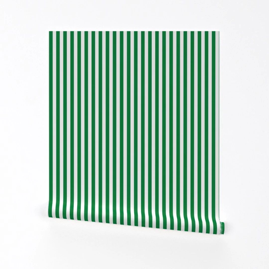 Stripes Wallpaper Stripes Vertical by Elsielevelsup Geometric Vertical Stripes Green Removable Pe... | Etsy (US)