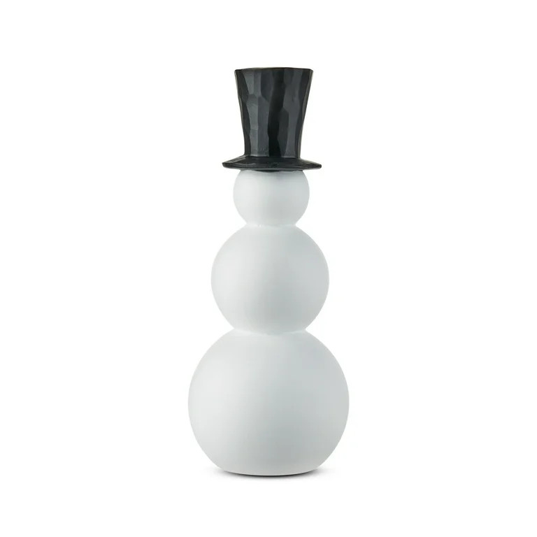 Holiday Time Medium Resin White Snowman With Hat 10” Tabletop Decor 1 Piece | Walmart (US)