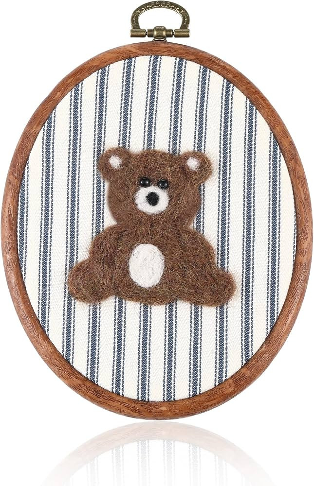 Chunful Felted Blue Striped Bear Nursery Wall Decor Cute Wall Art Decorative Artwork for Nursery ... | Amazon (US)