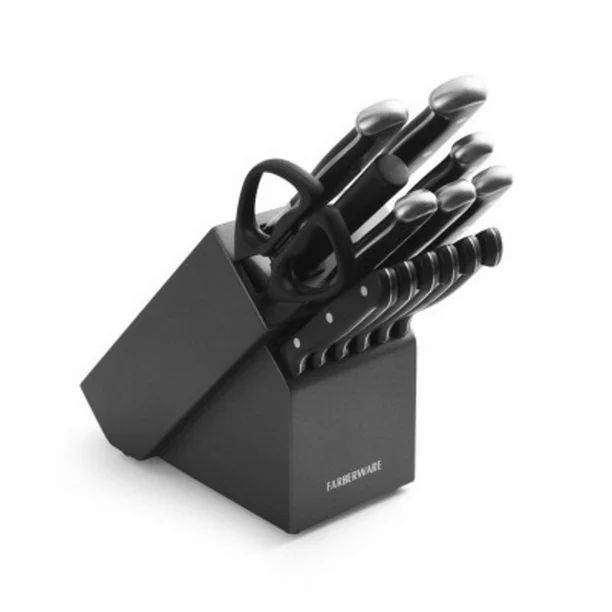 Farberware 15-piece Forged Triple-Rivet Kitchen Knife Block Set with Black Block and Black Handle... | Walmart (US)
