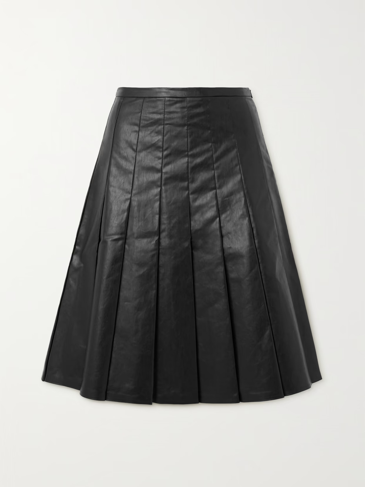 KASSL EDITIONS - Pleated Coated Cotton-blend Skirt - Black | NET-A-PORTER (US)