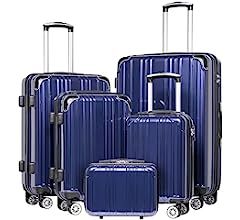 Coolife Luggage Expandable 5 Piece Sets PC+ABS Spinner Suitcase 20 inch 24 inch 28 inch (white gr... | Amazon (US)