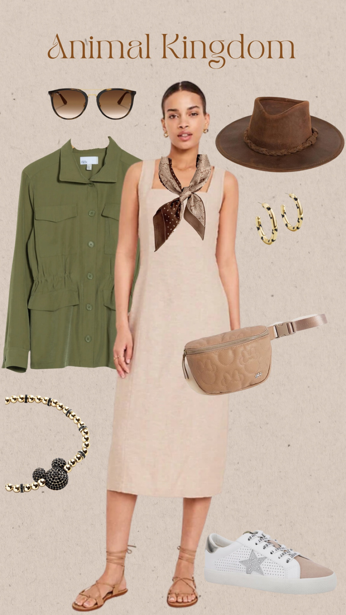 Safari chic inspired outfit for a day at Disney’s Animal Kingdom. Functional oatmeal linen dress great for everyday wear. Utility jacket is lightweight for cooler mornings. Hidden Mickey details sprinkled in throughout. 

#disneyworld #safarioutfit #animalkingdom #disneystyle #disneyoutifits 

#LTKfindsunder100 #LTKmidsize #LTKtravel
