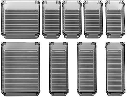 InnoGear Set of 9 Desk Drawer Organizer Trays with 4-Size Clear Plastic Storage Boxes Divider Mak... | Amazon (UK)