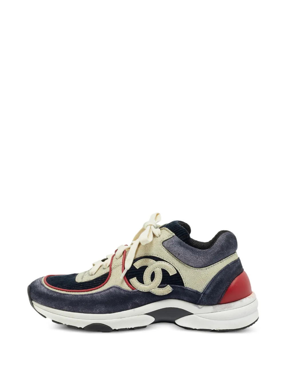 CHANEL Pre-Owned CC lace-up sneakers - Blue | Farfetch Global