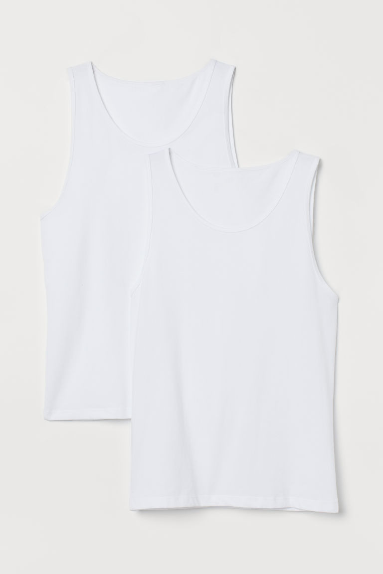 H & M - 2-pack COOLMAX® Tank Tops - White | H&M (US + CA)