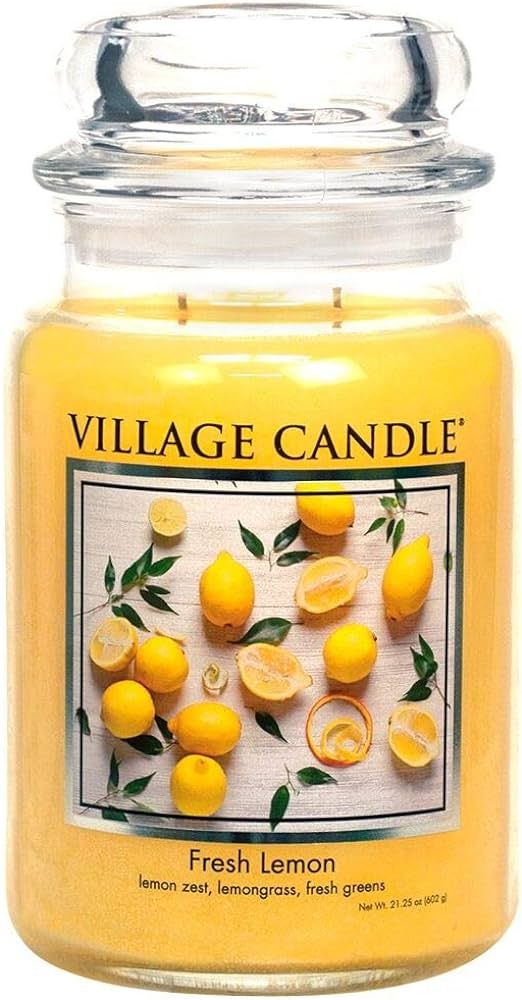 Village Candle Fresh Lemon Large Apothecary Jar, Scented Candle, Yellow, 21.25 oz. | Amazon (US)