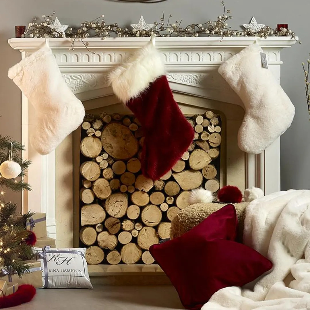 Red Faux Fur Christmas Stocking Luxury Red Xmas Stocking Furry Christmas Boot Hand Made Seasonal ... | Etsy (US)