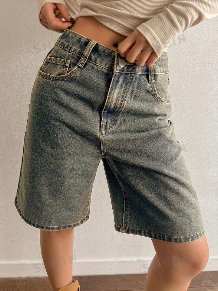 DAZY Women Loose Fit Bermuda Denim Shorts With Pockets | SHEIN