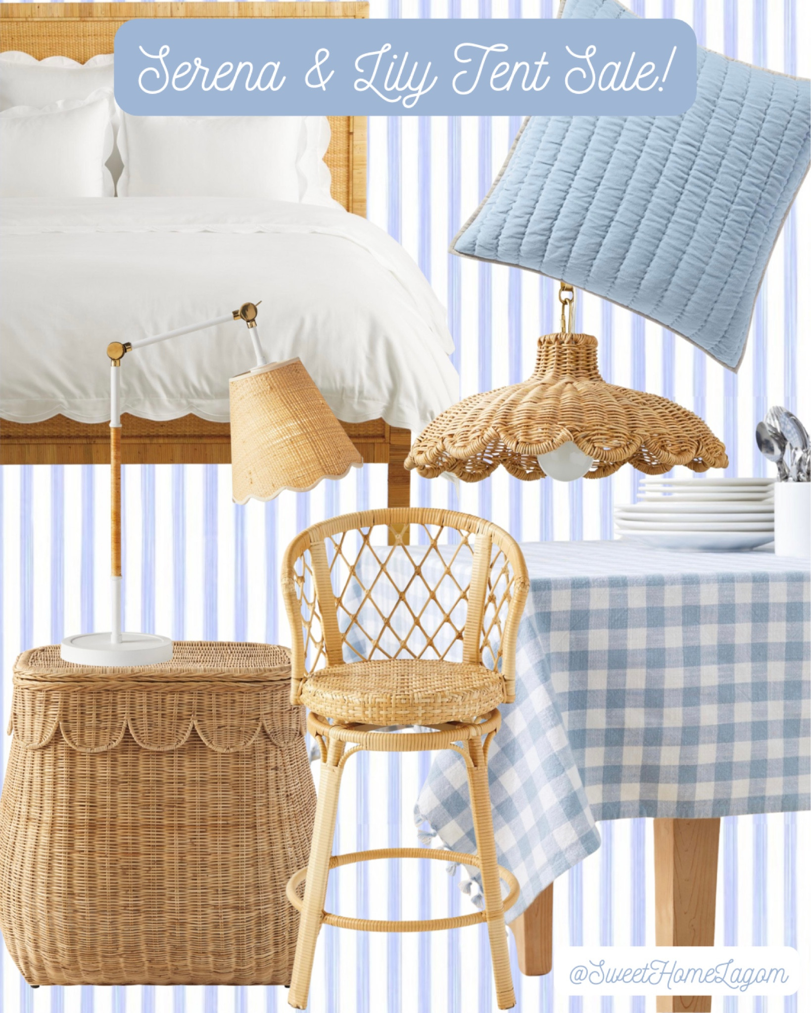 The Serena & Lily tent sale is going on now!! Prices are up to 70% off and lots of favorites are included like the scallop top wicker hamper! 


Grandmillennial, blue and white, coastal decor, scallop, gingham, bar chair, stool, lighting 

#LTKfindsunder100 #LTKhome #LTKsalealert