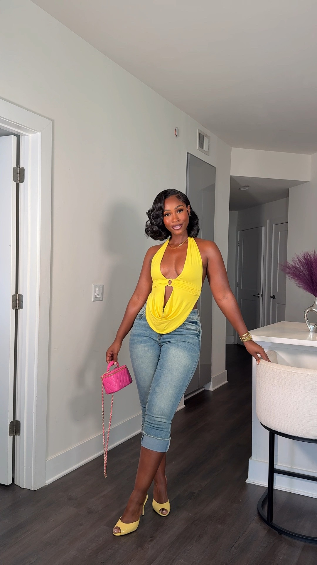 Yellow + denim is always a yes from me 💛
This top is such a statement piece, and paired with classic denim and a pop of pink? Obsessed. The perfect look for brunch, girls’ night, or vacation.

#LTKgrwm #LTKootd