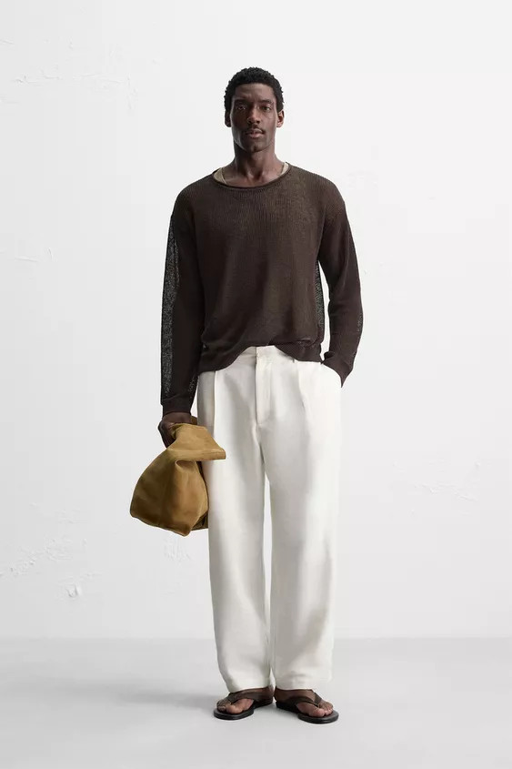 LINEN BLEND TEXTURED SWEATER | Zara UK