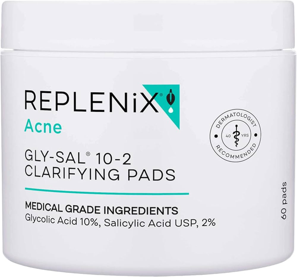 Replenix Gly-Sal Clarifying Acne Pads, 60 Count, Medical-Grade Glycolic Acid & 2% Salicylic Acid ... | Amazon (US)