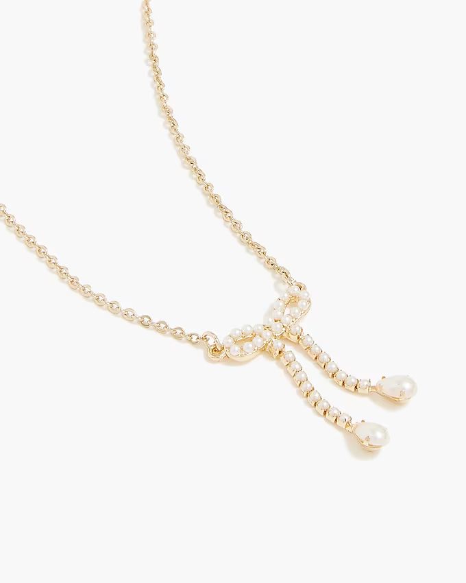 Pearl bow pendant necklace | J.Crew Factory