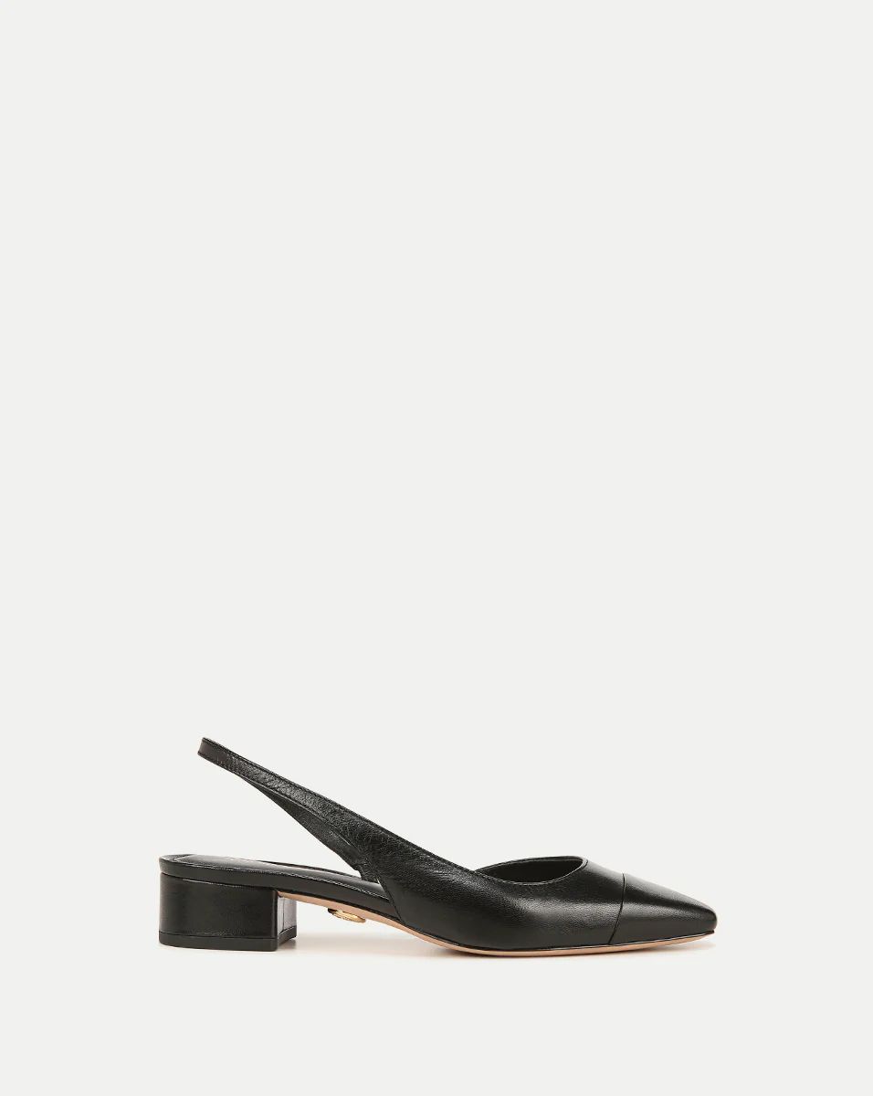 Cecile Cap-Toe Leather Slingback in Black/Black | Veronica Beard | Veronica Beard