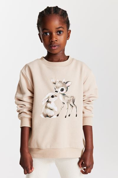 Printed Sweatshirt - Beige/rabbit - Kids | H&M US | H&M (US + CA)
