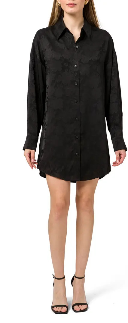 WAYF Floral Jacquard Long Sleeve Shirtdress | Nordstrom | Nordstrom
