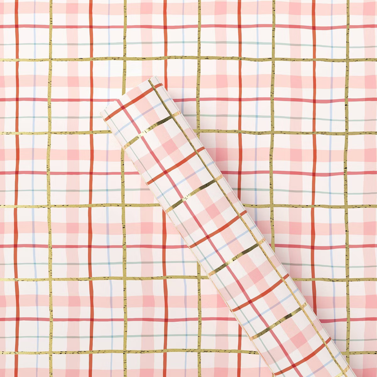 20 sq ft Plaid Christmas Gift Wrap White/Blush - Wondershop™ | Target