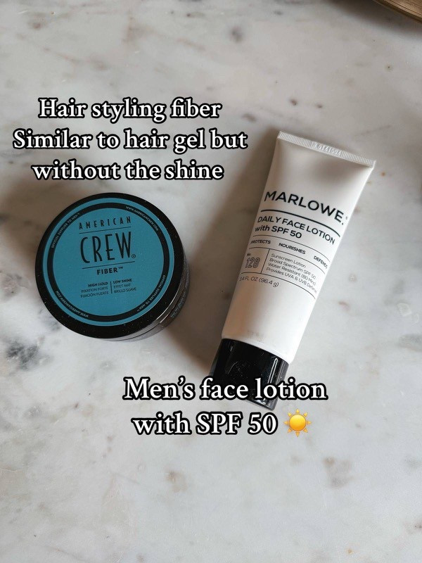 Men’s hairstyling product and face lotion with SPF. 

#LTKMens #LTKTravel #LTKSeasonal