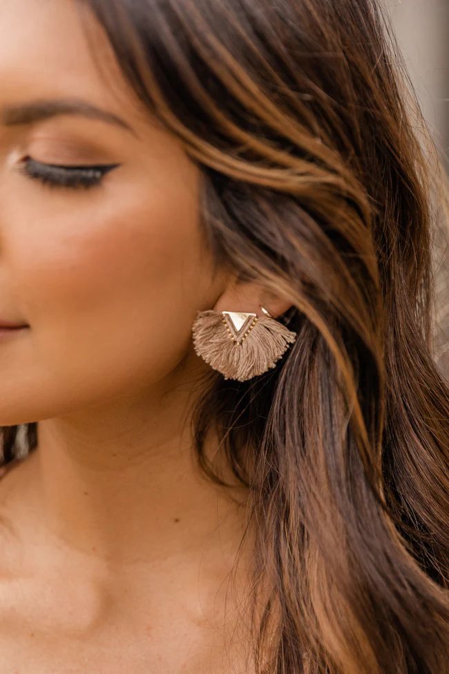 Making Decisions Taupe Fringe Earrings | The Pink Lily Boutique