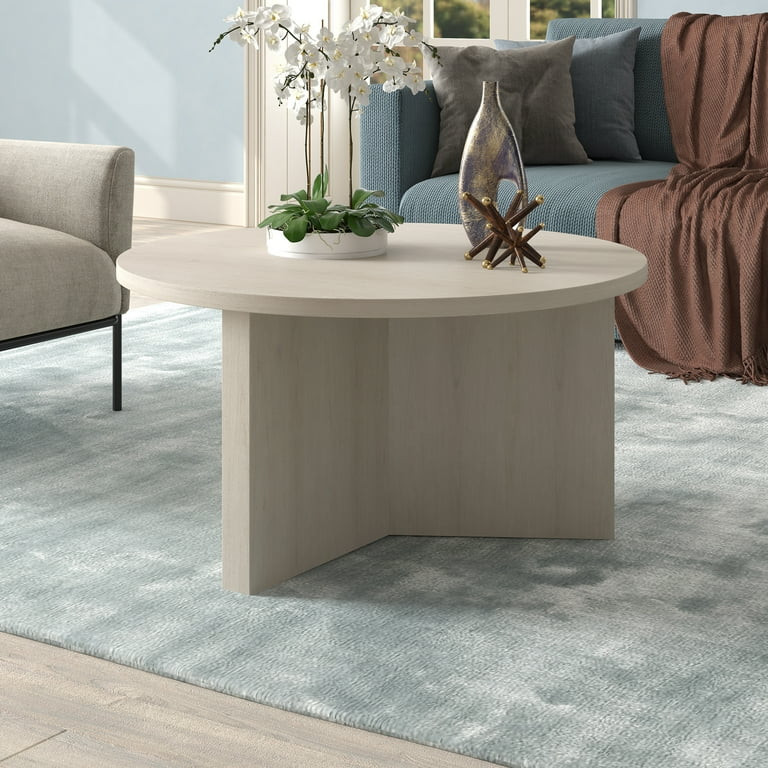 Evelyn&Zoe Anders 32" Wide Round Coffee Table in Alder White - Walmart.com | Walmart (US)
