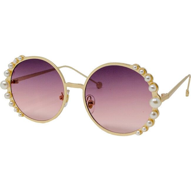 Zomi Gems | Round Pearl Sunglasses (Gold, One Size) | Maisonette | Maisonette