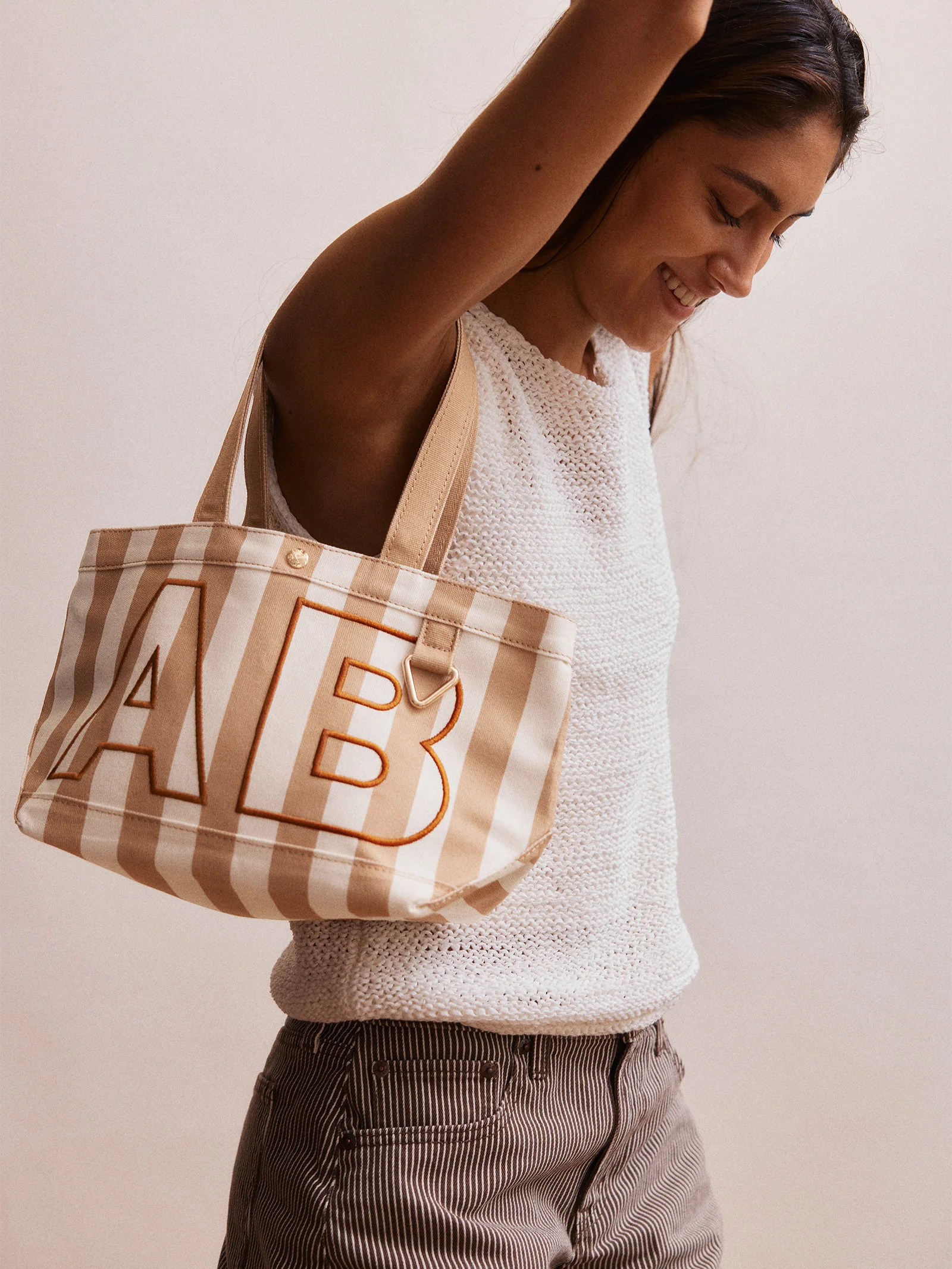 Striped Custom Alpha Tote - Custom Dune | BaubleBar