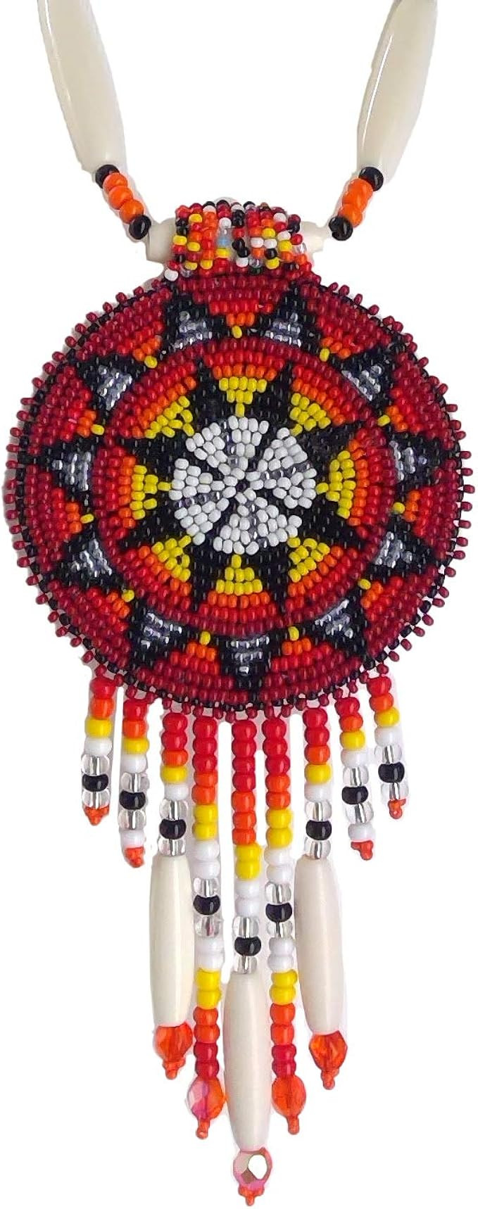 Native Style Beaded Necklace Earrings Set with Large Rosette Pendant | Amazon (US)