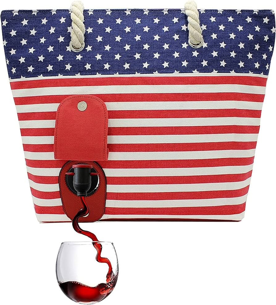 PortoVino Tote Beach Bag - Canvas Wine Purse with Hidden Spout and Dispenser Flask for Wine Lover... | Amazon (US)