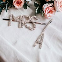 Bridal Mrs Letters Hair Pin Rhinestone Letter Clip A-Z For Ladies Crystal Wedding Pins Headwear | Etsy (US)