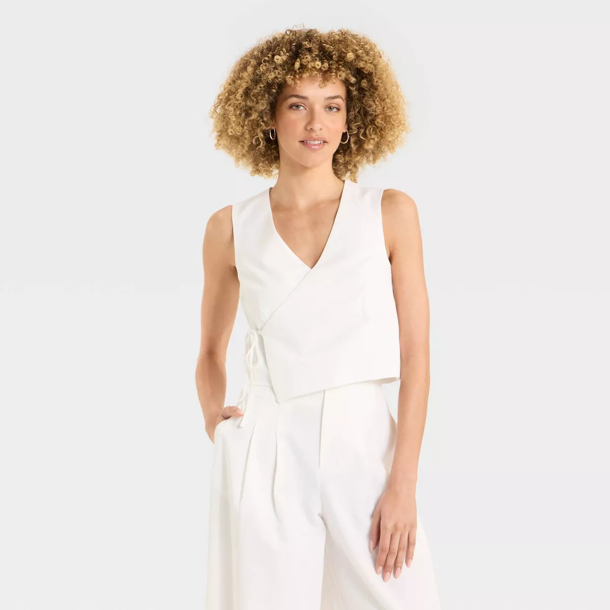 Women's Linen Wrap Vest - Future Collective Black M | Target