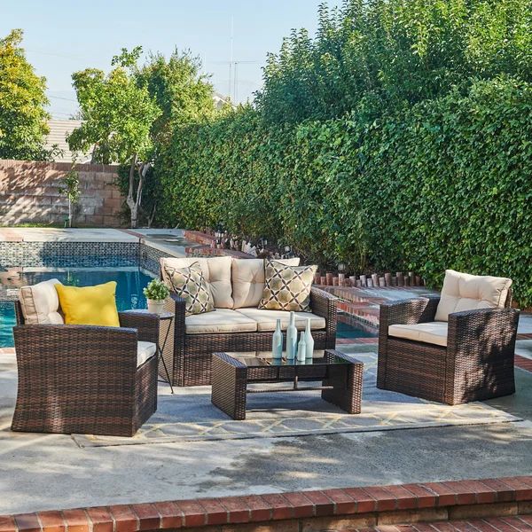 Lilyan 4 - Person Outdoor Seating Group with Cushions | Wayfair North America