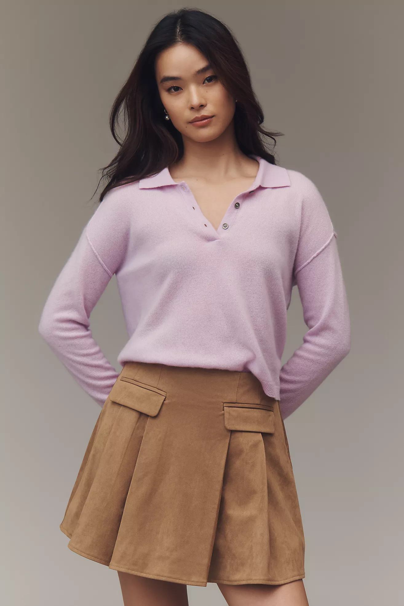 Madison & Laurel Faux-Suede Pleated Mini Skirt | Anthropologie (US)