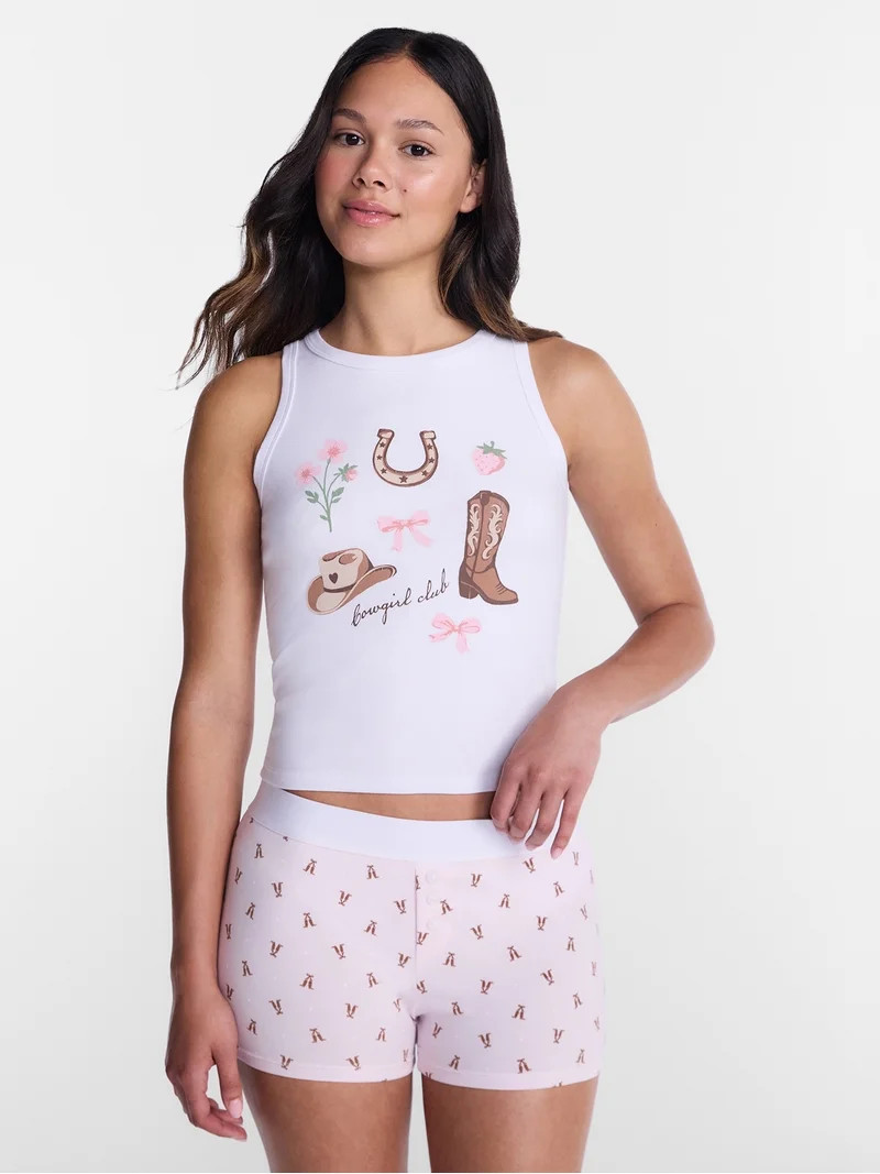 No Boundaries Sleepwear Ribbed Tank Top and Boxers Set from our Cloud Core Collection, 2 Piece, W... | Walmart (US)
