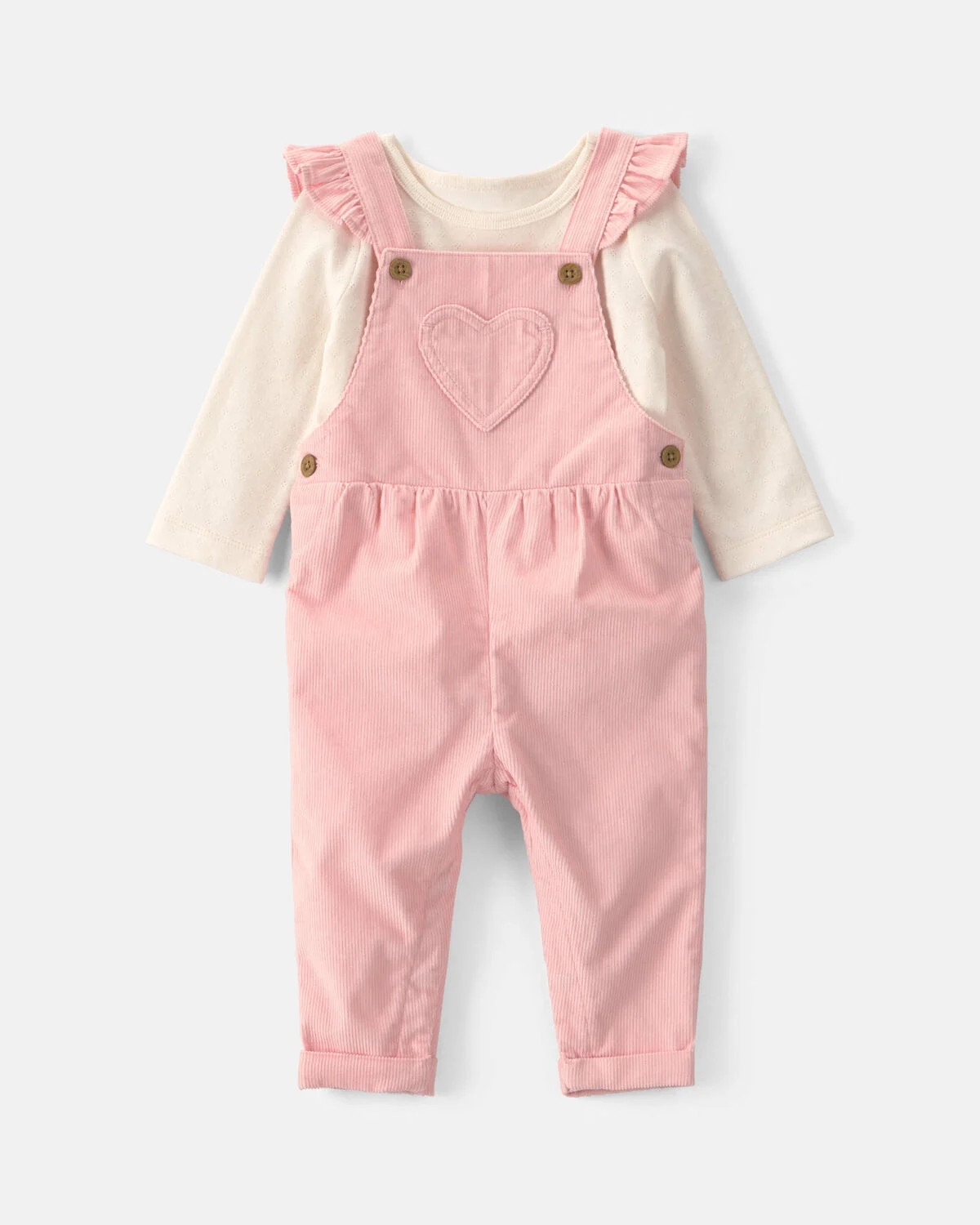 Baby Girl 2-Piece Heart Corduroy Overall Set - Pink | Carter's Inc