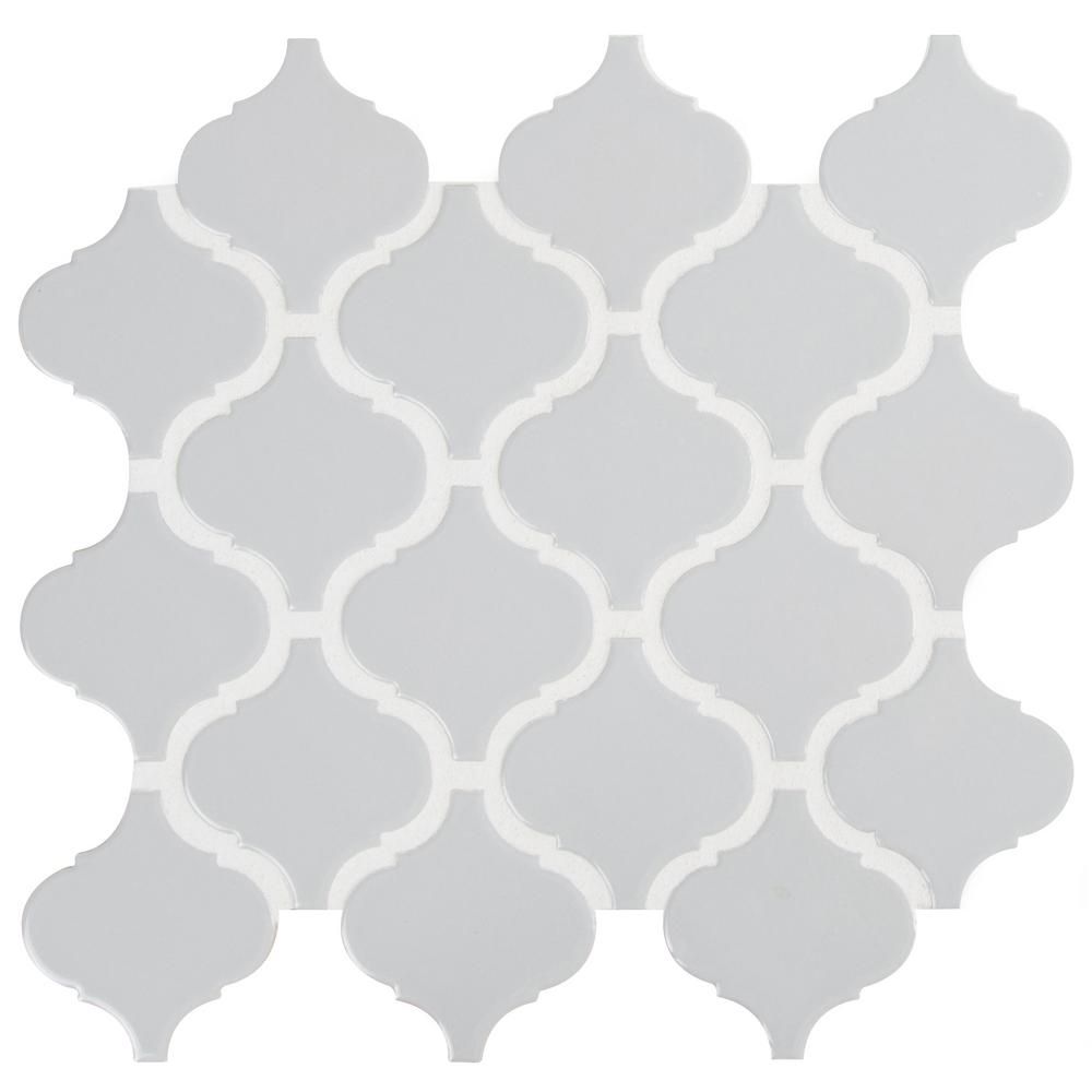 MSI Retro Gray Arabesque 13.19 in. x 11.22 in. x 6mm Glossy Porcelain Mesh-Mounted Mosaic Tile (1... | The Home Depot